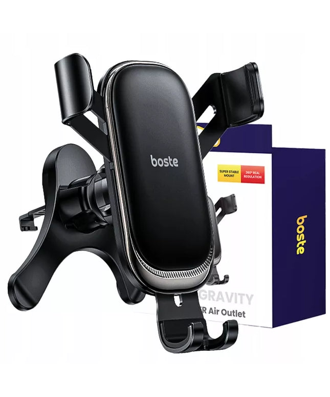 BOSTE gravitacinis automobilinis telefono laikiklis į ventiliacijos groteles, stabilus ir tvirtas