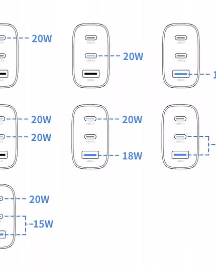 BOSTE universalus tinklo įkroviklis telefonui 2xUSB-C USB-A 40W GaN - CE
