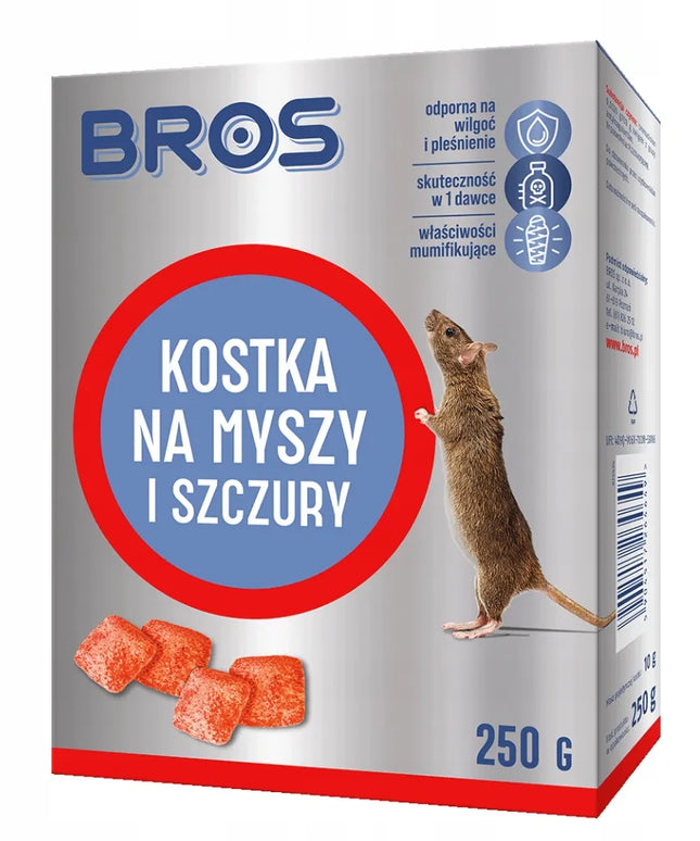 BROS masalas-kubelis pelėms ir žiurkėms naikinti, 250 g, namams, garažui ir rūsiui
