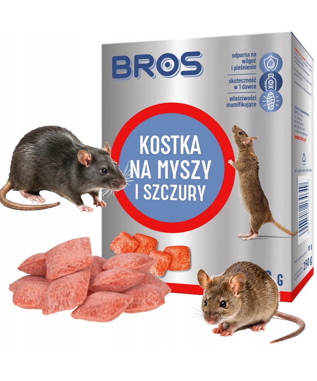 BROS masalas-kubelis pelėms ir žiurkėms naikinti, 250 g, namams, garažui ir rūsiui