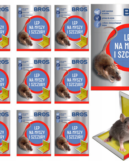 BROS Lipni gaudyklė pelėms ir žiurkėms, lipas vilioja riešutų kvapu - 10 vnt.