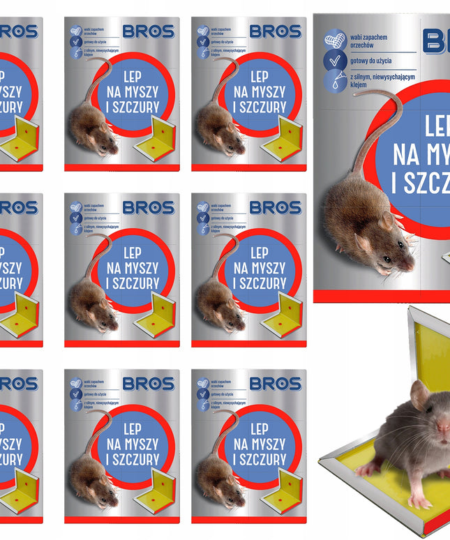 BROS Lipni gaudyklė pelėms ir žiurkėms, lipas vilioja riešutų kvapu - 10 vnt.