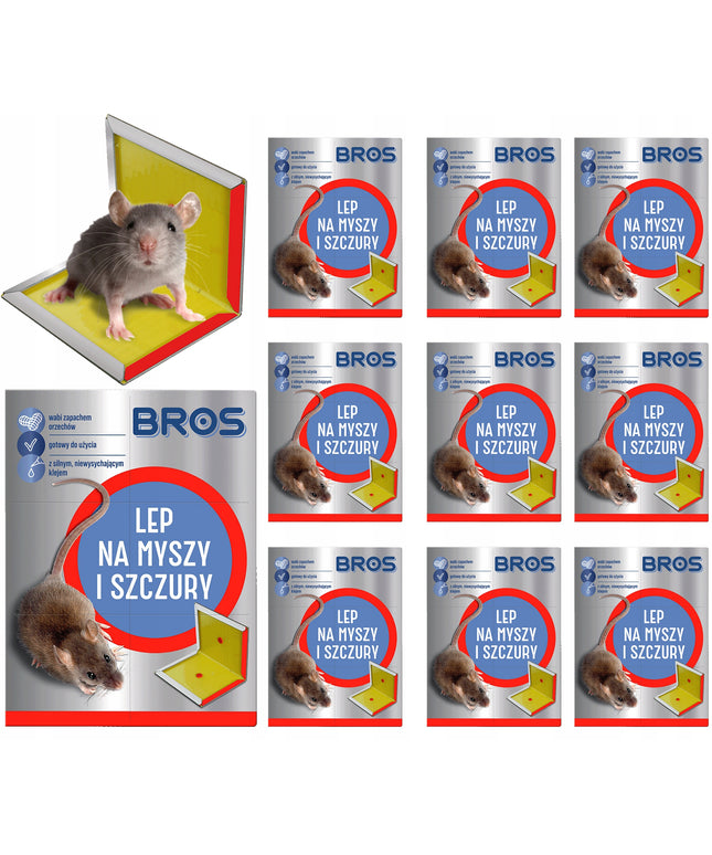 BROS Lipni gaudyklė pelėms ir žiurkėms, lipas vilioja riešutų kvapu - 10 vnt.