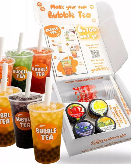 BUBBLE TEA - RINKINYS PUODELIAI ŠIAUDELIAI 6x700ml MĖLYNĖS AGRASTAI CITRINA BRAŠKĖS