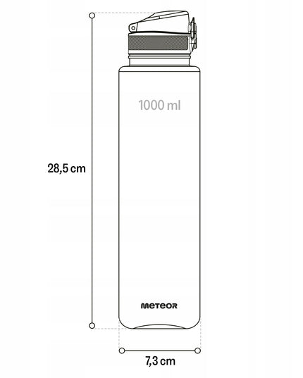 Meteor 1000 ml vandens gertuvė iš Tritan, su sieteliu, snapeliu ir rankena, be BPA