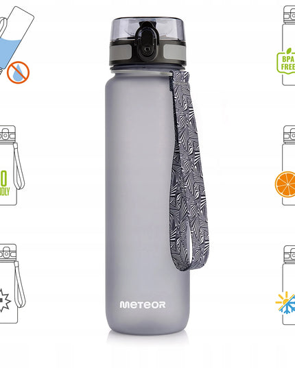 „Meteor“ gertuvė 1000 ml iš „Tritan“ su įdėklu, kandikliu ir dirželiu, pilka