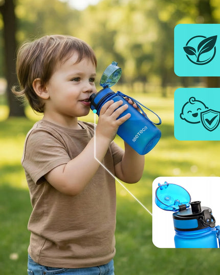 Meteor 350 ml mėlynas „Tritan“ gertuvė su sieteliu, snapeliu ir rankena, be BPA