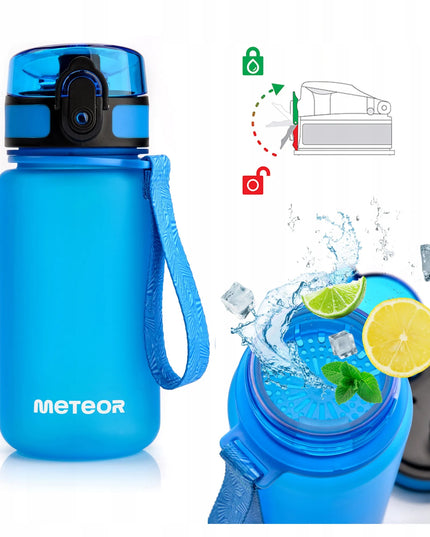Meteor 350 ml mėlynas „Tritan“ gertuvė su sieteliu, snapeliu ir rankena, be BPA