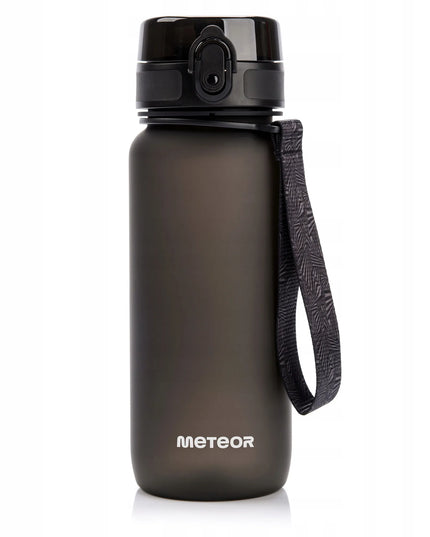 Meteor vandens gertuvė 650 ml iš Tritan su sieteliu, snapeliu ir nešiojimo dirželiu, BPA-free, juoda