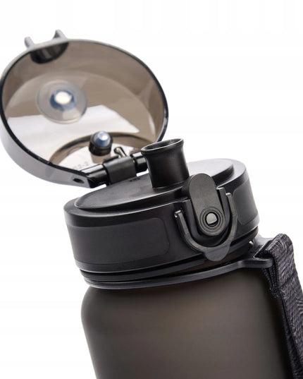Meteor vandens gertuvė 650 ml iš Tritan su sieteliu, snapeliu ir nešiojimo dirželiu, BPA-free, juoda