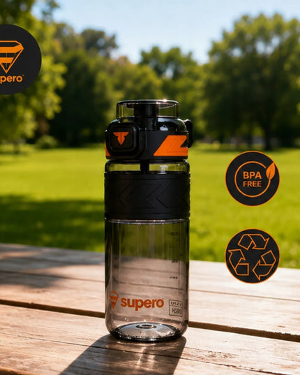 SUPERO TKK1019 Tritano vandens butelis su šiaudeliu, 600 ml, be BPA