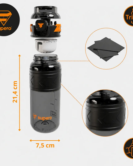 SUPERO TKK1019 Tritano vandens butelis su šiaudeliu, 600 ml, be BPA