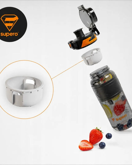 SUPERO TKK1019 Tritano vandens butelis su šiaudeliu, 600 ml, be BPA