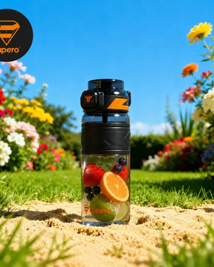 SUPERO TKK1019 Tritano vandens butelis su šiaudeliu, 600 ml, be BPA