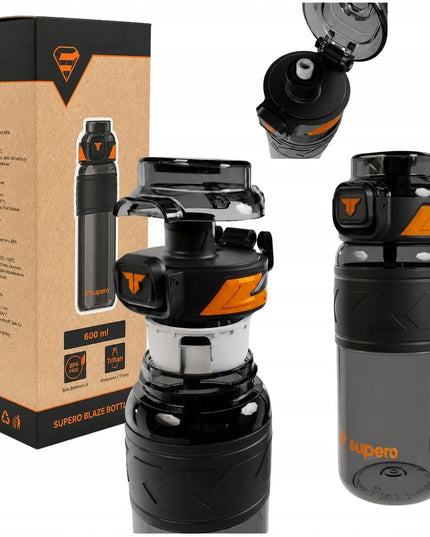 SUPERO TKK1019 Tritano vandens butelis su šiaudeliu, 600 ml, be BPA