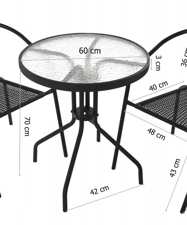 Balkono, sodo staliukas ir kėdės