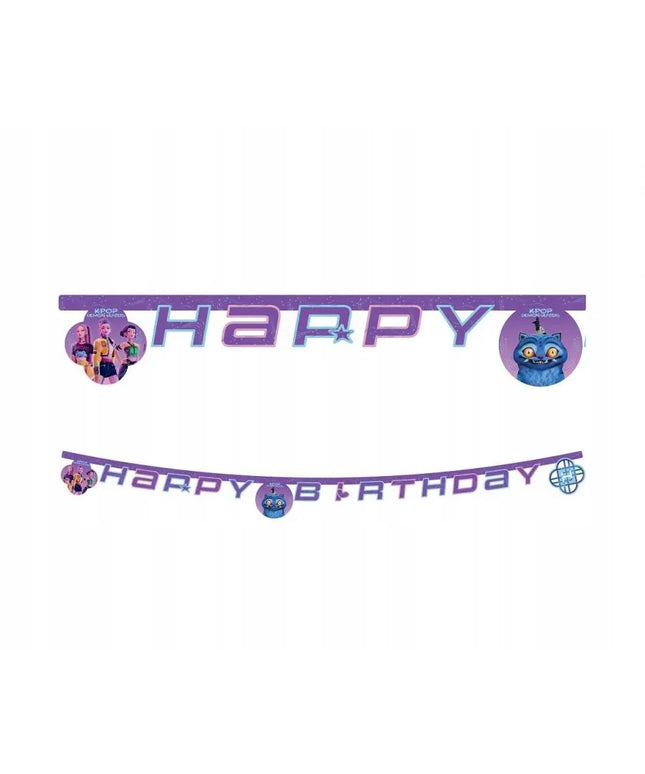 Popierinis gimtadienio baneris „HAPPY BIRTHDAY“ K-POP DEMON HUNTERS