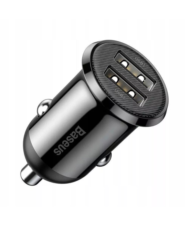 Baseus Grain Pro automobilinis įkroviklis 2x USB 4,8 A juodas (CCALLP-01)