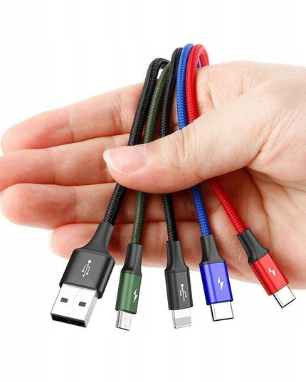 Baseus 4in1 USB laidas: Lightning / 2x USB Type-C / micro USB