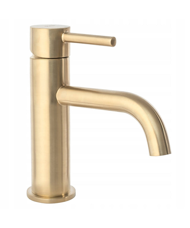 Stovintis praustuvo maišytuvas, žemas, šlifuoto aukso, REA Lungo