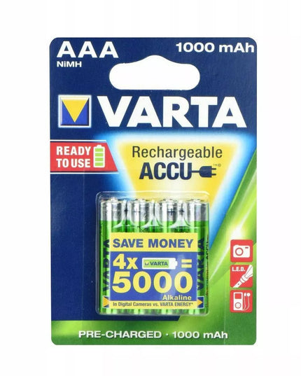 Įkraunami akumuliatoriai VARTA R3 1000 mAh (AAA) 4 vnt. paruošti naudoti