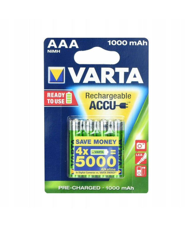 Įkraunami akumuliatoriai VARTA R3 1000 mAh (AAA) 4 vnt. paruošti naudoti