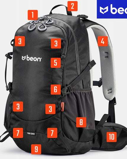 Beon Kalnų Žygio Kuprinė, 30L, Vyrams ir Moterims, Tvirta, Juoda