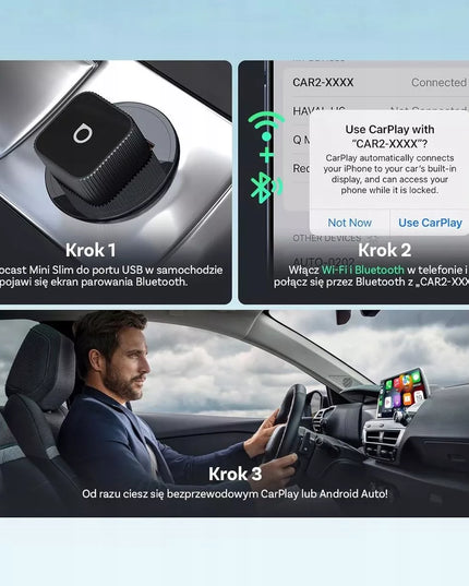 Belaidis „Ottocast Mini“ adapteris automobiliui su „CarPlay“ ir „Android Auto“
