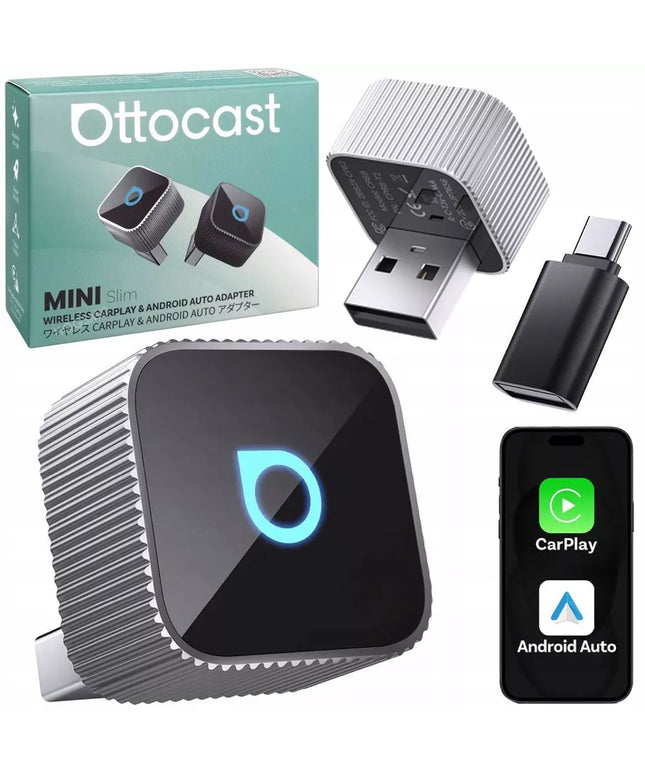 Belaidis „Ottocast Mini“ adapteris automobiliui su „CarPlay“ ir „Android Auto“