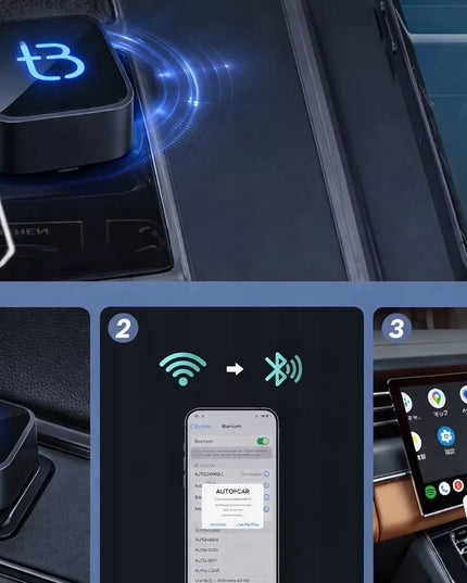 Belaidis adapteris Tradebit TB CUBE USB-C CarPlay / Android Auto, juodas