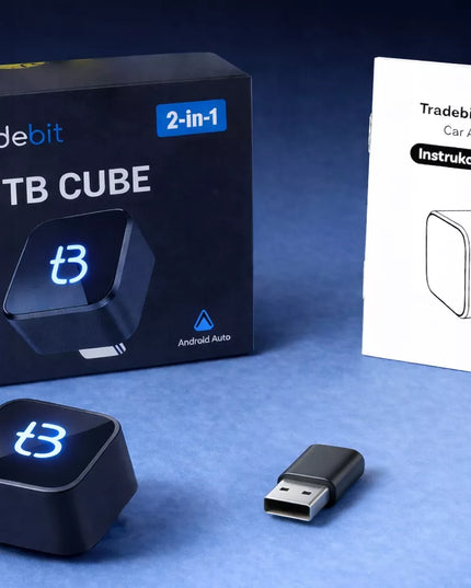 Belaidis adapteris Tradebit TB CUBE USB-C CarPlay / Android Auto, juodas