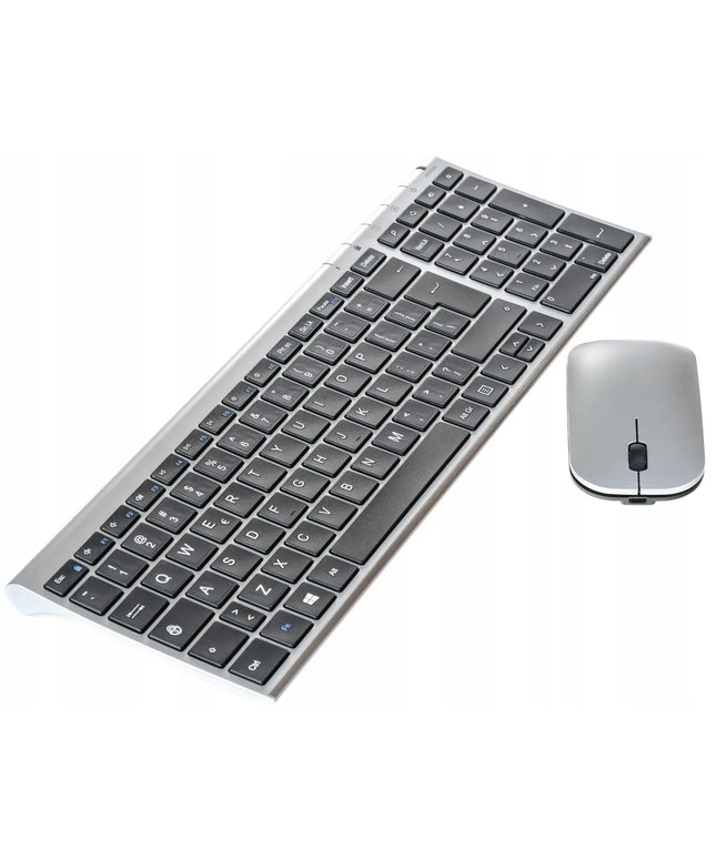 Belaidis aukščiausios kokybės USB 2.4GHz komplektas: SLIM klaviatūra ir pelė QWERTY