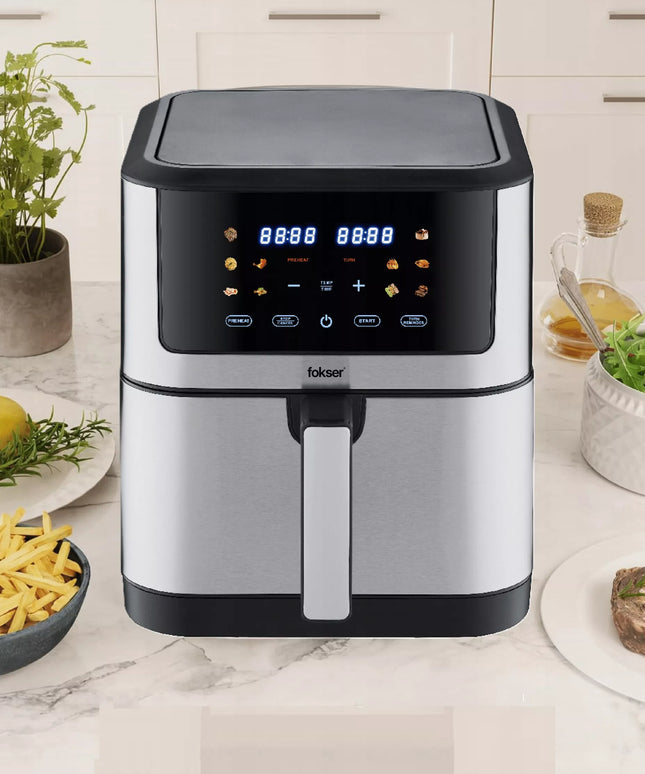 VOKSAR K11 AirFryer XXL 8L 12w1 1800W karšto oro gruzdintuvė + receptai