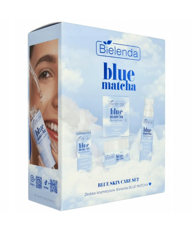Bielenda Blue Matcha dovanų rinkinys: veido putos-kremas, tonikas ir koreguojantys lašai