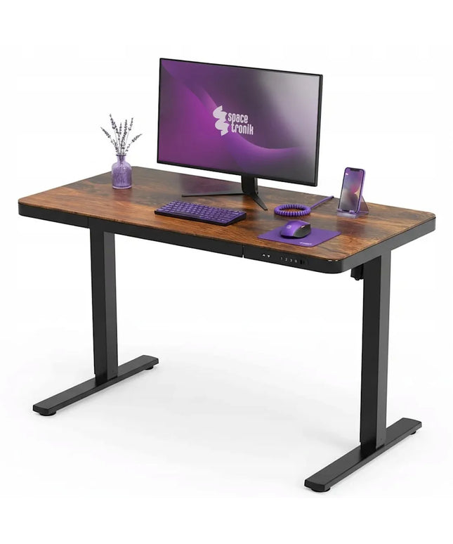 Reguliuojamo aukščio stalas Spacetronik 120x60 su stalčiumi ir USB jungtimis, kaimiško ąžuolo spalvos