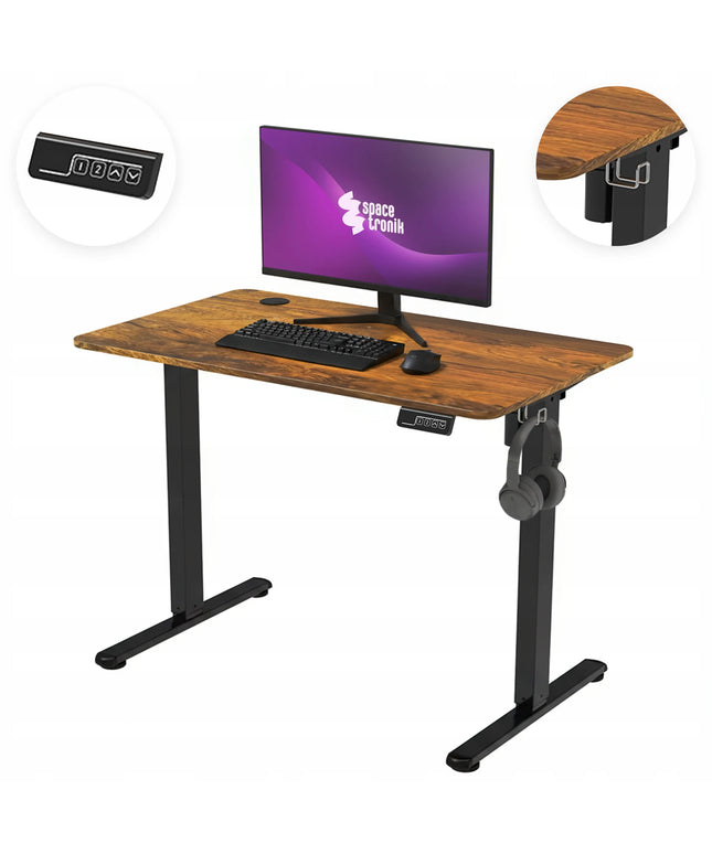 Elektrinis reguliuojamas stalas Spacetronik 120x60 cm, juodas ąžuolas