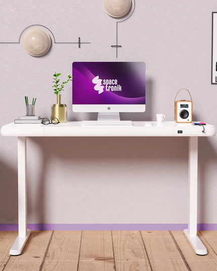 Reguliuojamo aukščio elektrinis stalas Spacetronik su grūdinto stiklo stalviršiu 120x60 cm