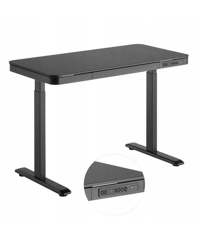 Spacetronik elektrinis reguliuojamas stalas 120x60, su stalčiumi, USB ir kabliuku, 60 kg