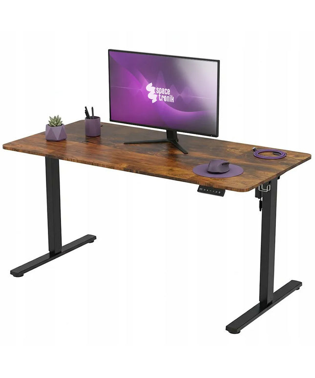 Reguliuojamas elektrinis stalas Spacetronik 140x70, keliamoji galia 80 kg, rustiškas lofto stilius