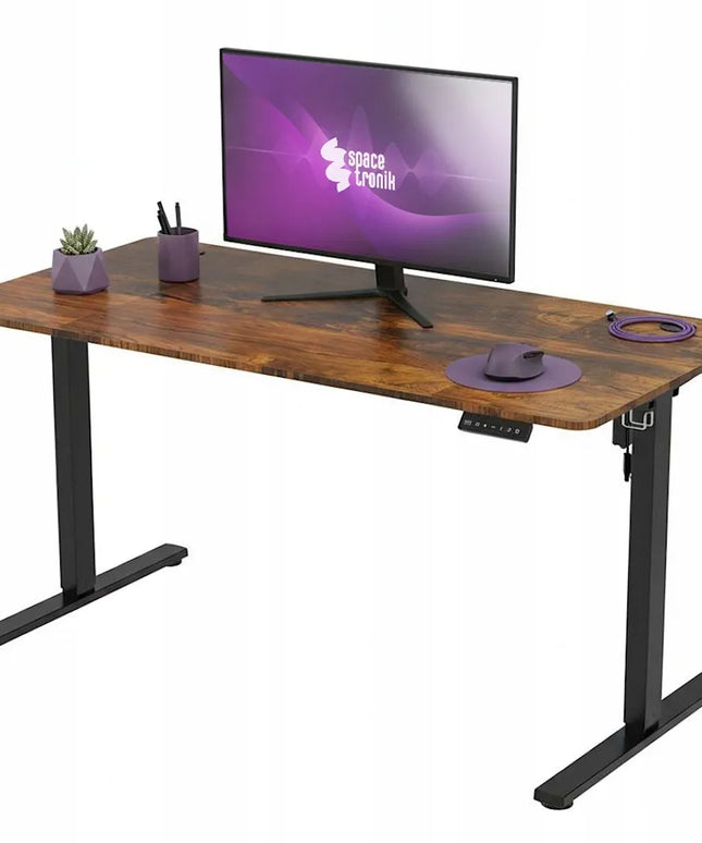 Reguliuojamas elektrinis stalas Spacetronik 140x70, keliamoji galia 80 kg, rustiškas lofto stilius