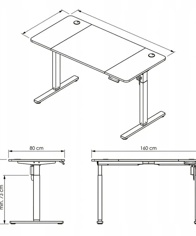 Elektrinis reguliuojamas stalas Spacetronik 160x80, aukštis 73-118 cm