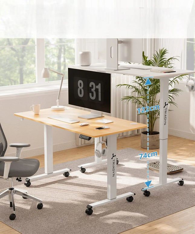 Reguliuojamo aukščio elektrinis rašomasis stalas Triadyn WorkBase 1407, 140x70 cm