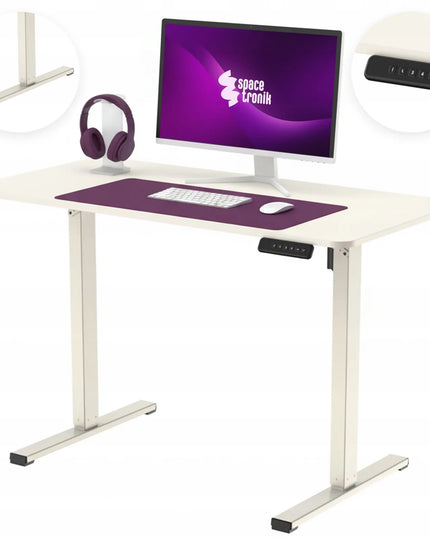 Elektrinis reguliuojamo aukščio stalas 120x60 50kg Spacetronik su atmintimi, dramblio kaulo spalvos