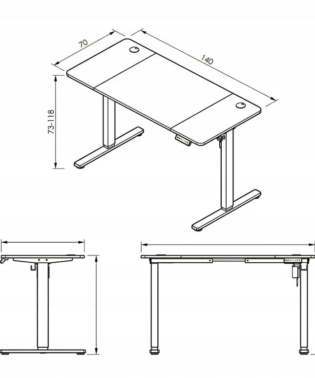 Pakeliamas stalas su elektriniu aukščio reguliavimu 140x70, keliamoji galia 80 kg