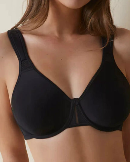 Minkšta liemenėlė didelių dydžių kasdienė su patogiomis petnešėlėmis, juoda 85D, prekės ženklas Selene