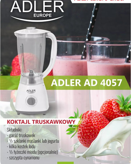 Adler AD 4057 1,5 l 450 W 4 greičio lygių lengvas baltas kokteilių plaktuvas su ąsočiu