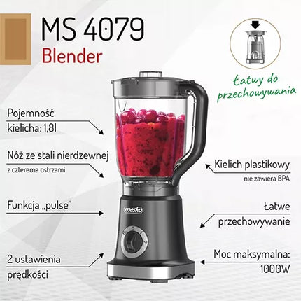 Mesko 1000W 1,8L juodas ąsotinis trintuvas
