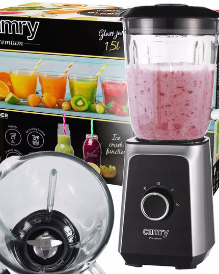 Stiklinis blenderis su ąsočiu, 1,5L talpos, 1000W, smulkinantis ledą