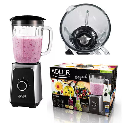 Stiklinis blenderis su ąsočiu, 1,5 l, 1000 W, smulkina ledą