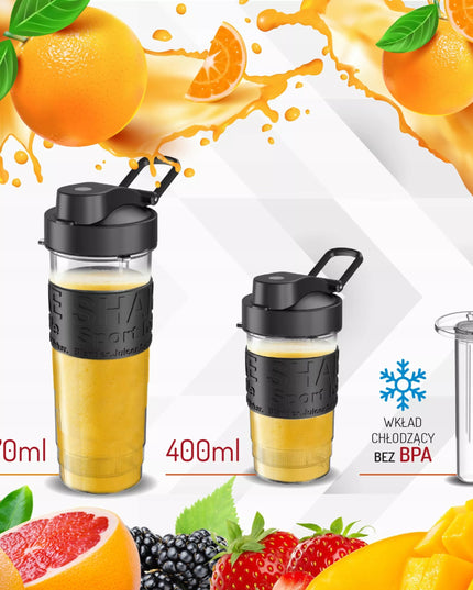 Asmeninis trintuvas su šaldymo elementu Adler AD4081 800W juodas su 2 gertuvėmis ir ledo smulkinimo funkcija